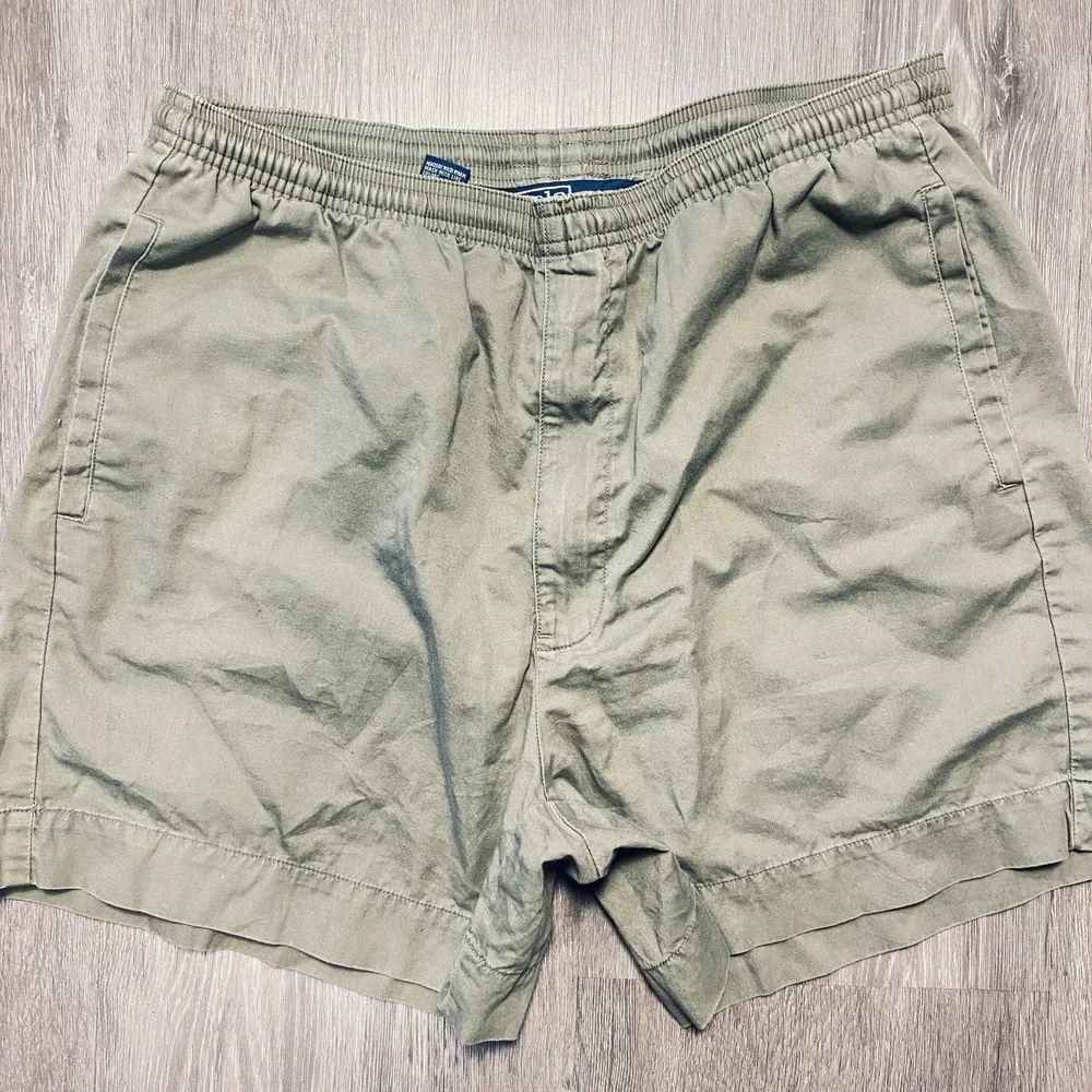 VTG Polo Ralph Lauren Mens Size L Shorts drawstring Olive Green Made USA